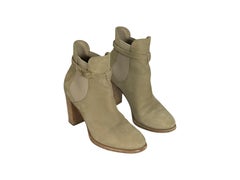 Tan Louis Vuitton Embossed-Leather Ankle Boots