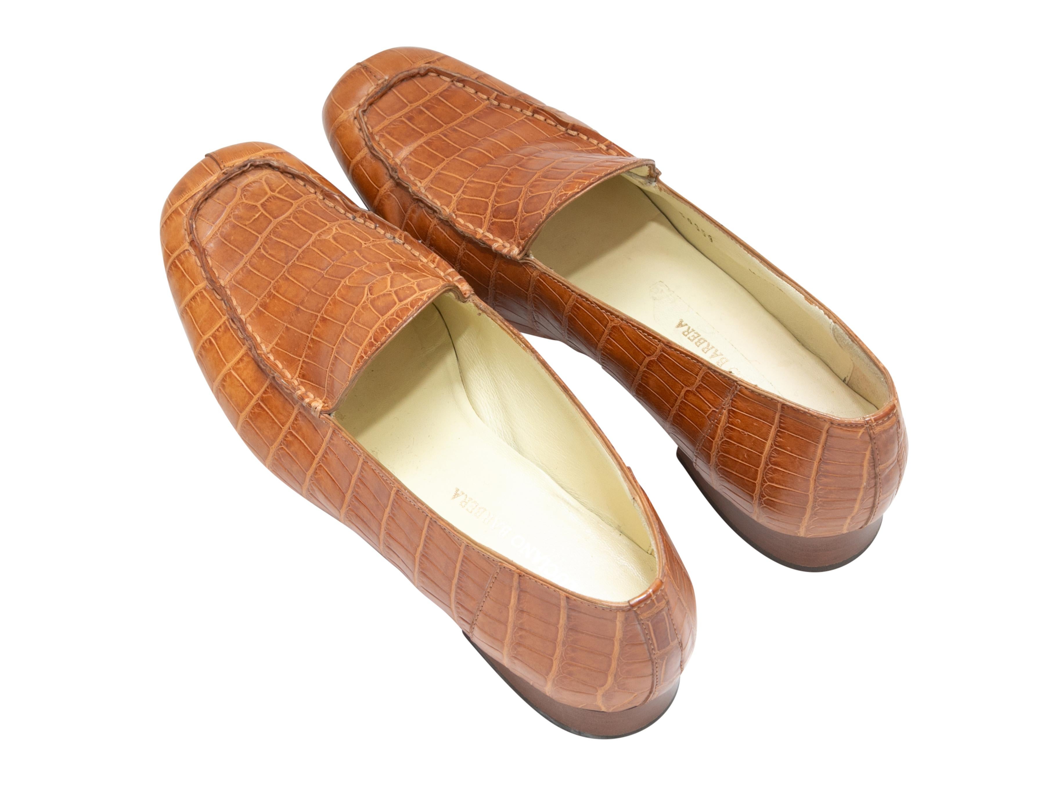 Women's Tan Luciano Barbera Croc Loafers Size 37