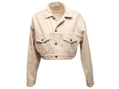 Tan Miu Miu Cropped Corduroy Jacket Size IT 38