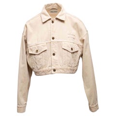 Tan Miu Miu Cropped Corduroy Jacket Size IT 38