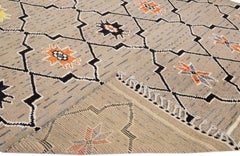 Tan Modern Moroccan Style Handmade Tribal Designed Wool Rug