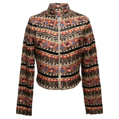 Veste brodée Alice + Olivia brun clair et multicolore, taille US M