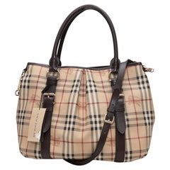 Tan & Multicolor Burberry Haymarket Check Northfield Tote