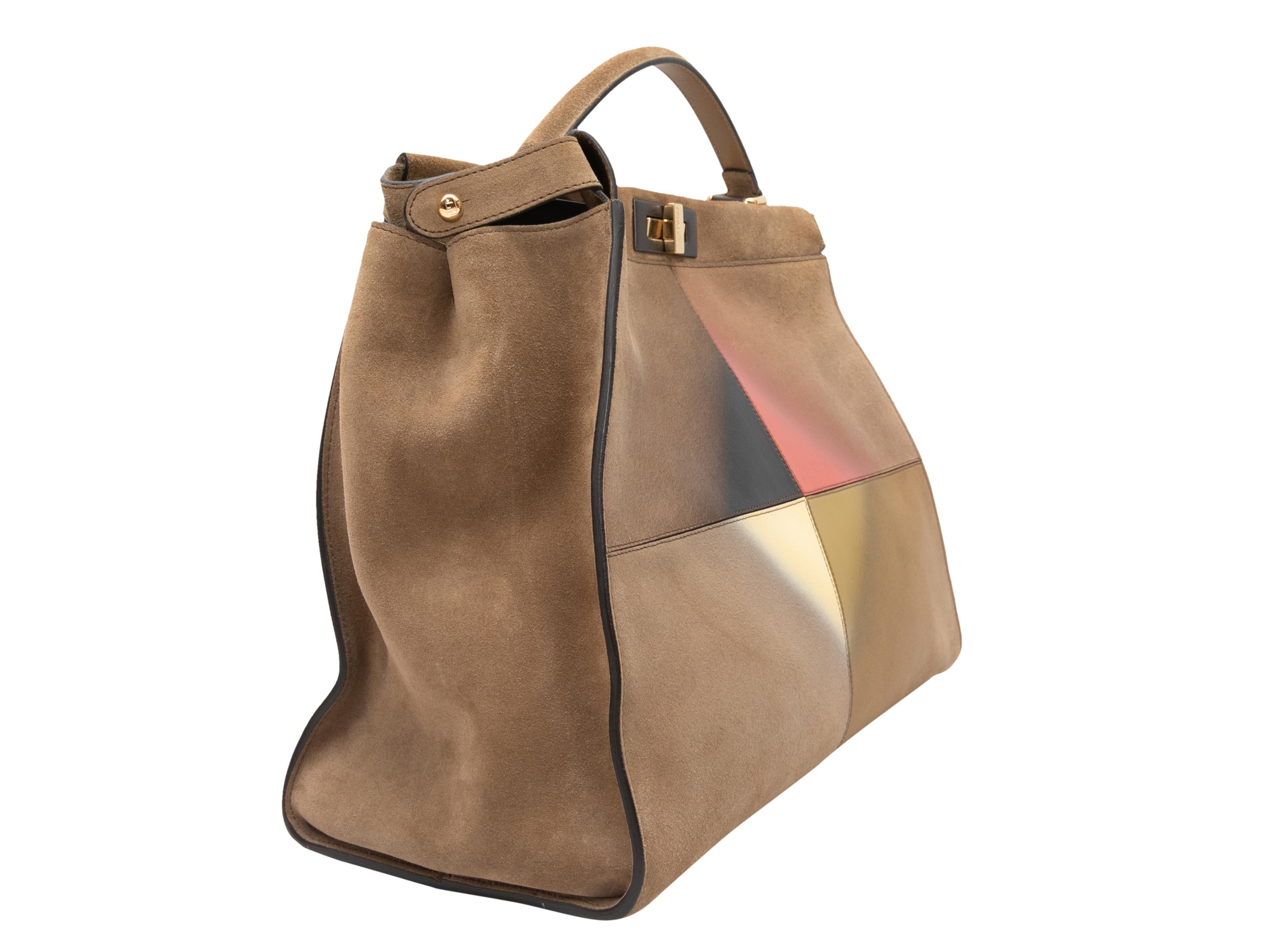 Brown Tan & Multicolor Fendi Peekaboo Painted Handbag For Sale