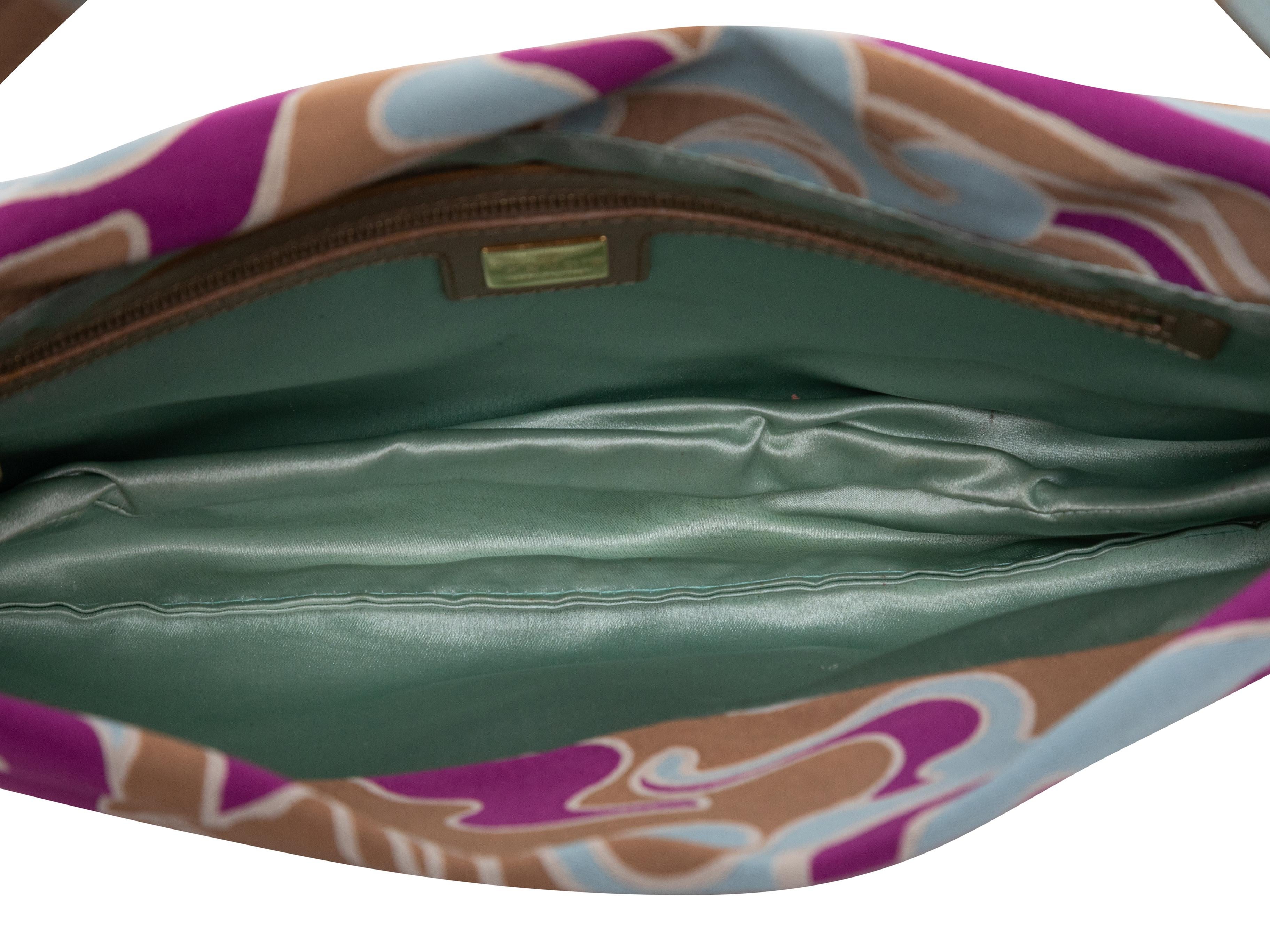 Tan & Multicolor Fendi Silk Psychedelic Print Baguette Bag in vendita 1