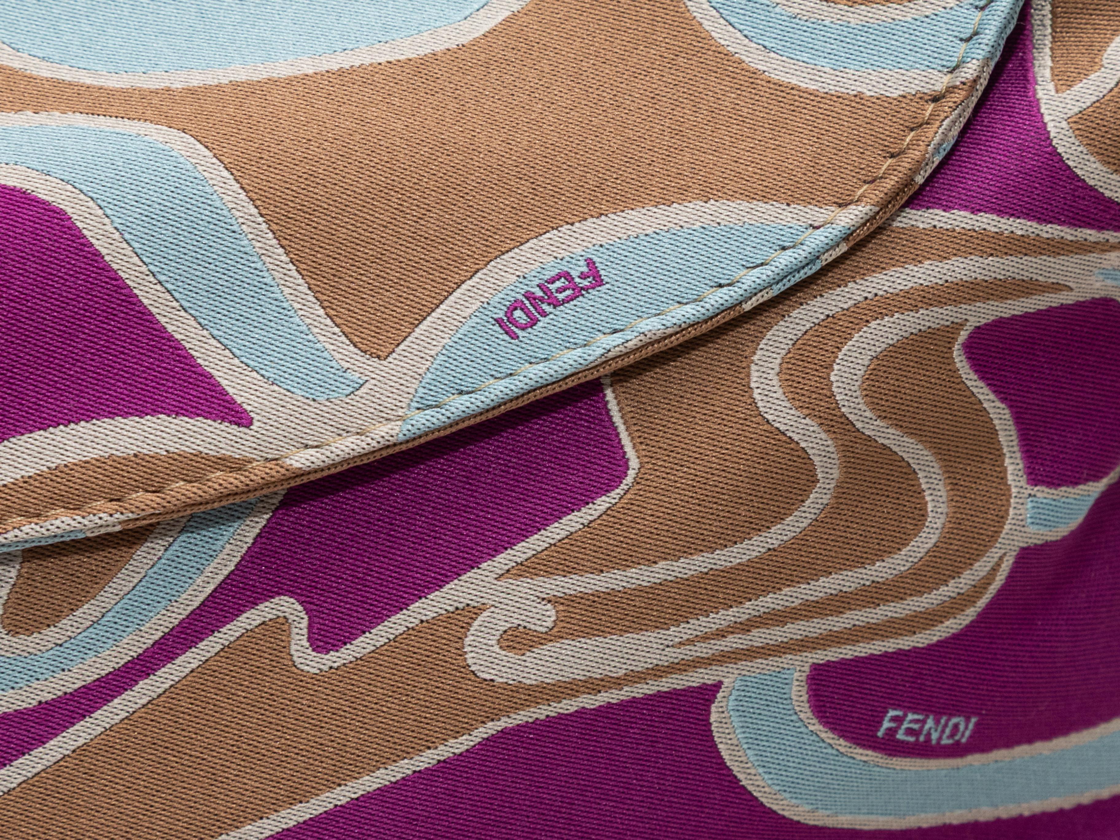 Tan & Multicolor Fendi Silk Psychedelic Print Baguette Bag in vendita 2