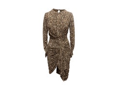 Tan & Multicolor Isabel Marant Long Sleeve Leopard Print Dress