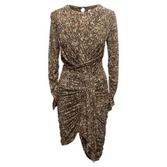 Tan & Multicolor Isabel Marant Long Sleeve Leopard Print Dress
