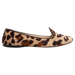 Tan & Multicolor Prada Leopard Print Ponyhair Flats Size 39