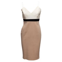 Vestito senza maniche a blocchi di colore tan e multicolore di Victoria Beckham taglia US 8