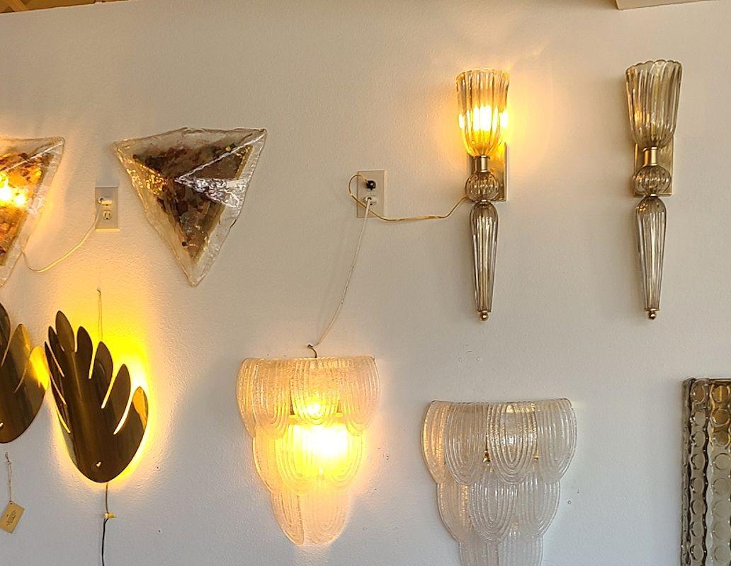 Tan Murano glass sconces, Italy - a pair In Excellent Condition In Dallas, TX