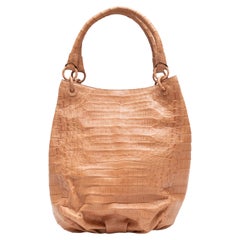 Tan Nancy Gonzalez Large Crocodile Bucket Bag