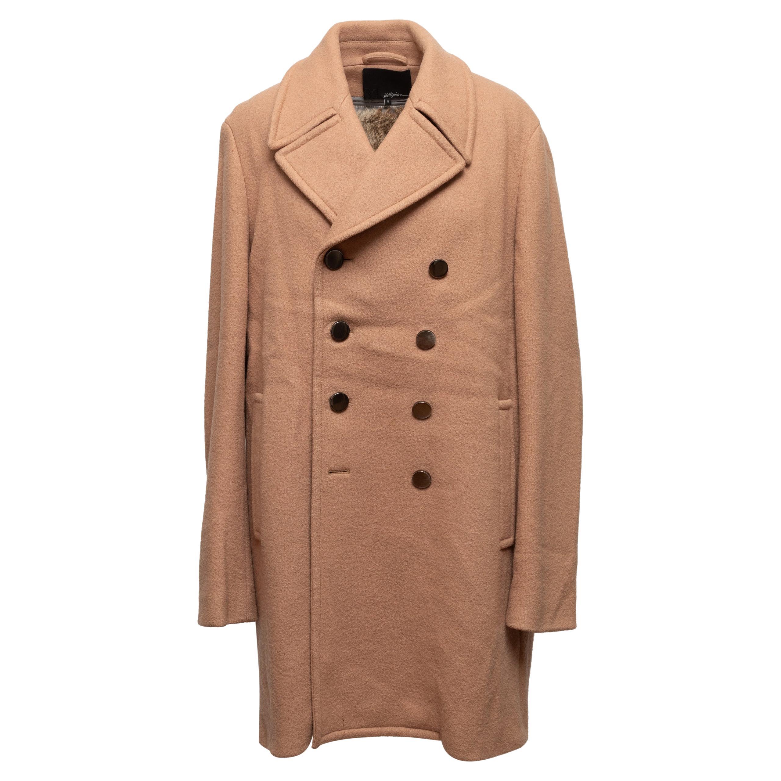Tan Phillip Lim Wool Double-Breasted Fur-Lined Coat For Sale