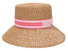 Tan & Pink Christian Dior Straw Hat