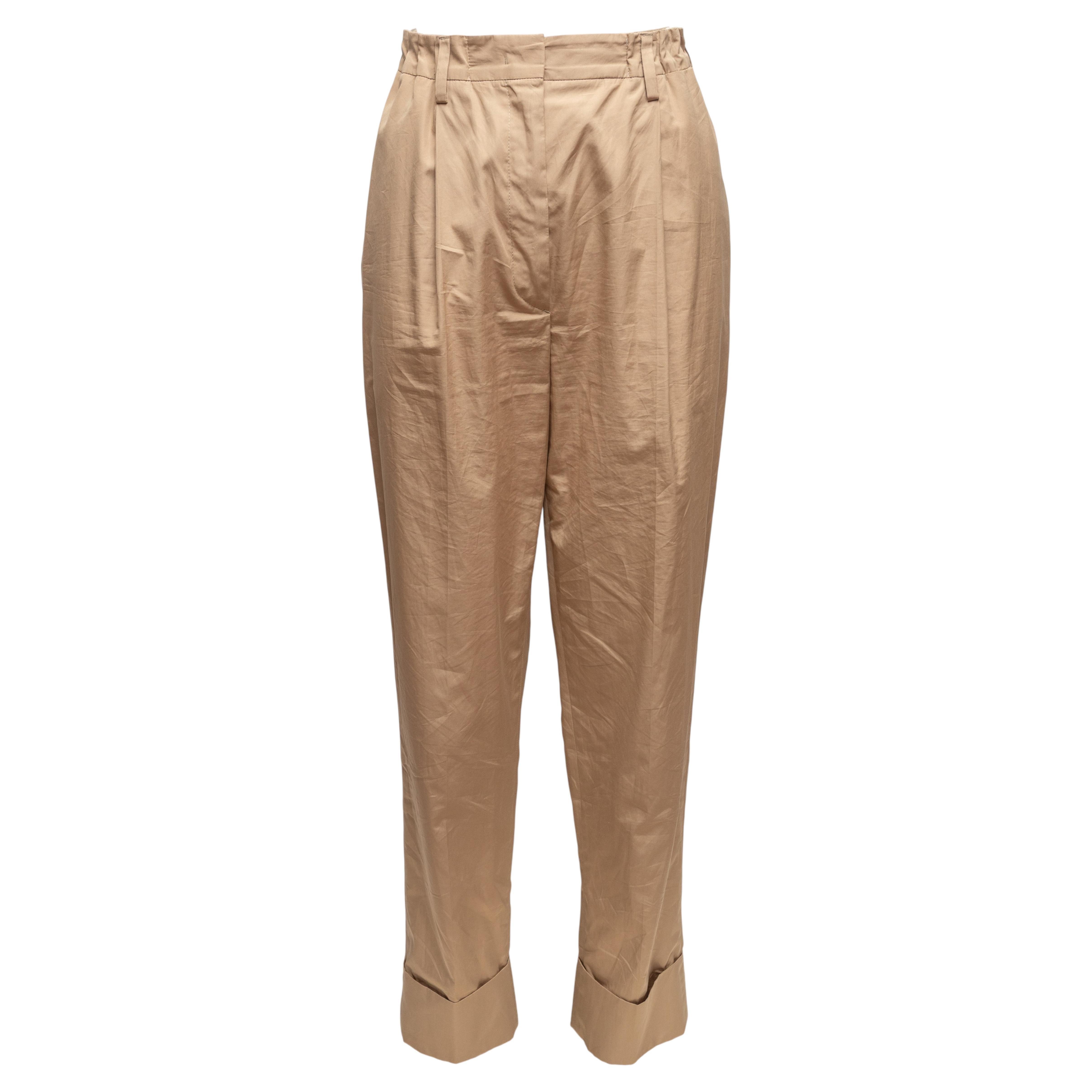 Pantalon chino en coton Prada couleur beige, taille IT 40 en vente