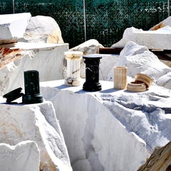 TAN Satin green Guatemala marble Column Vase by FiammettaV Home Collection