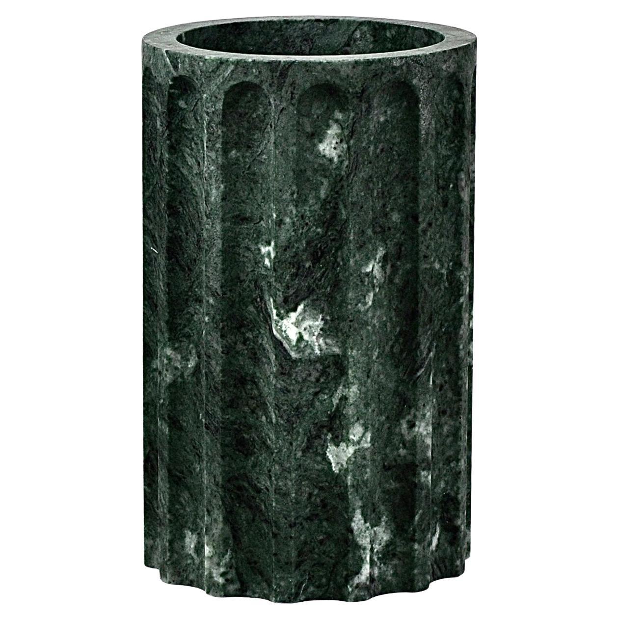 TAN Vaso a colonna in marmo verde satinato del Guatemala di FiammettaV Home Collection