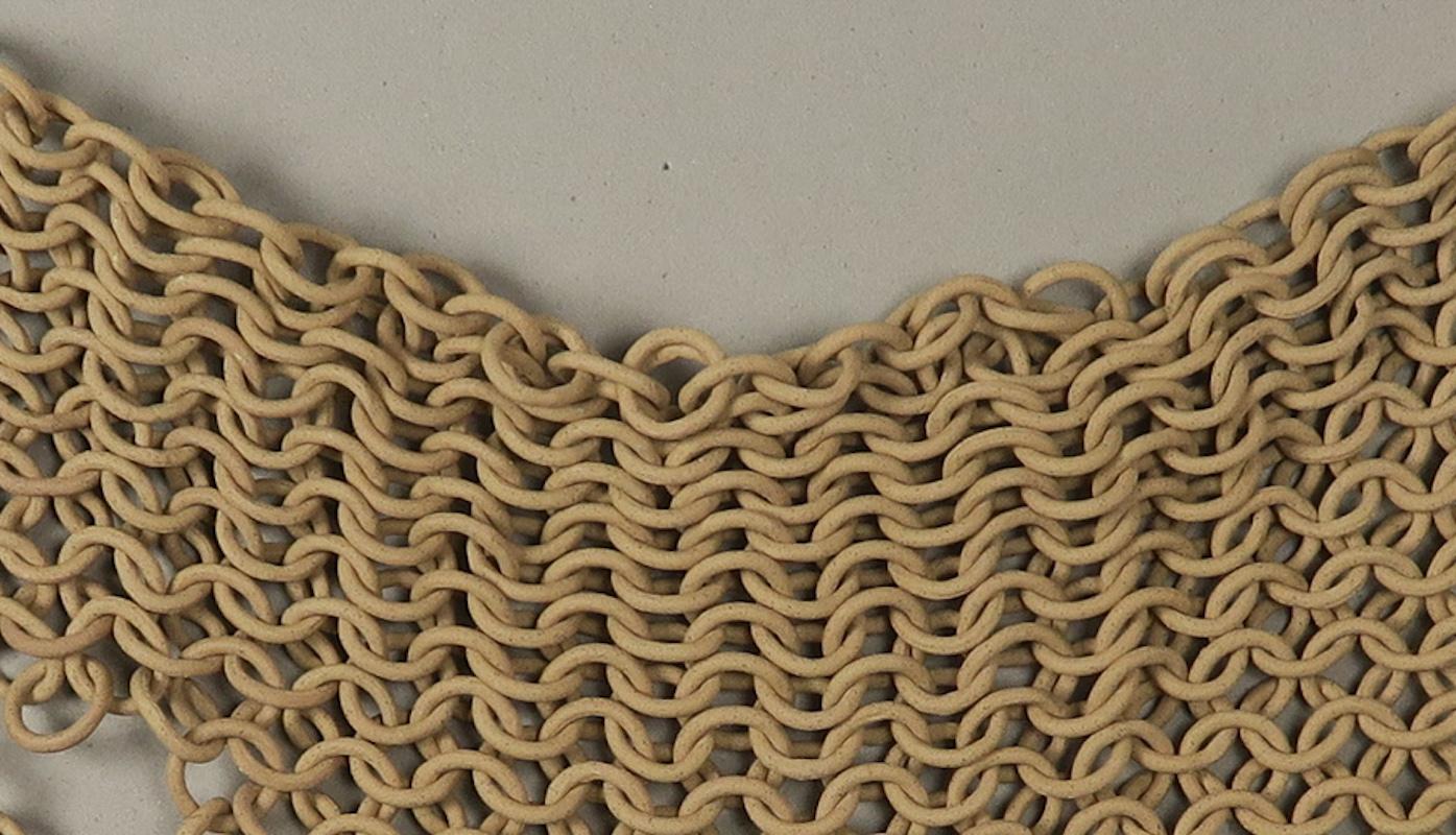 North American Tan Stoneware Ceramic Chain-Link Sculpture by Taylor Kibby