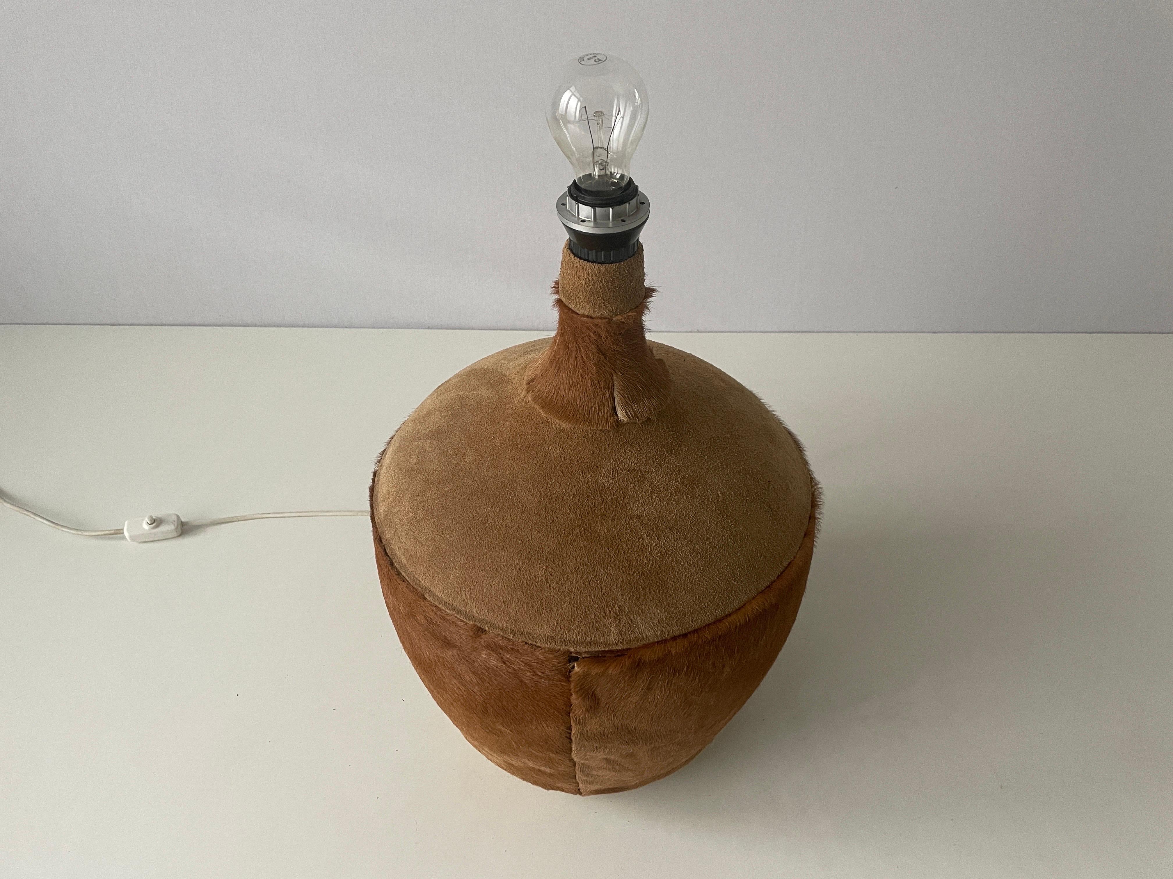 Tan Suede Leather and Glass Shade Floor or Table Lamp, 1960s, Denmark For Sale 4