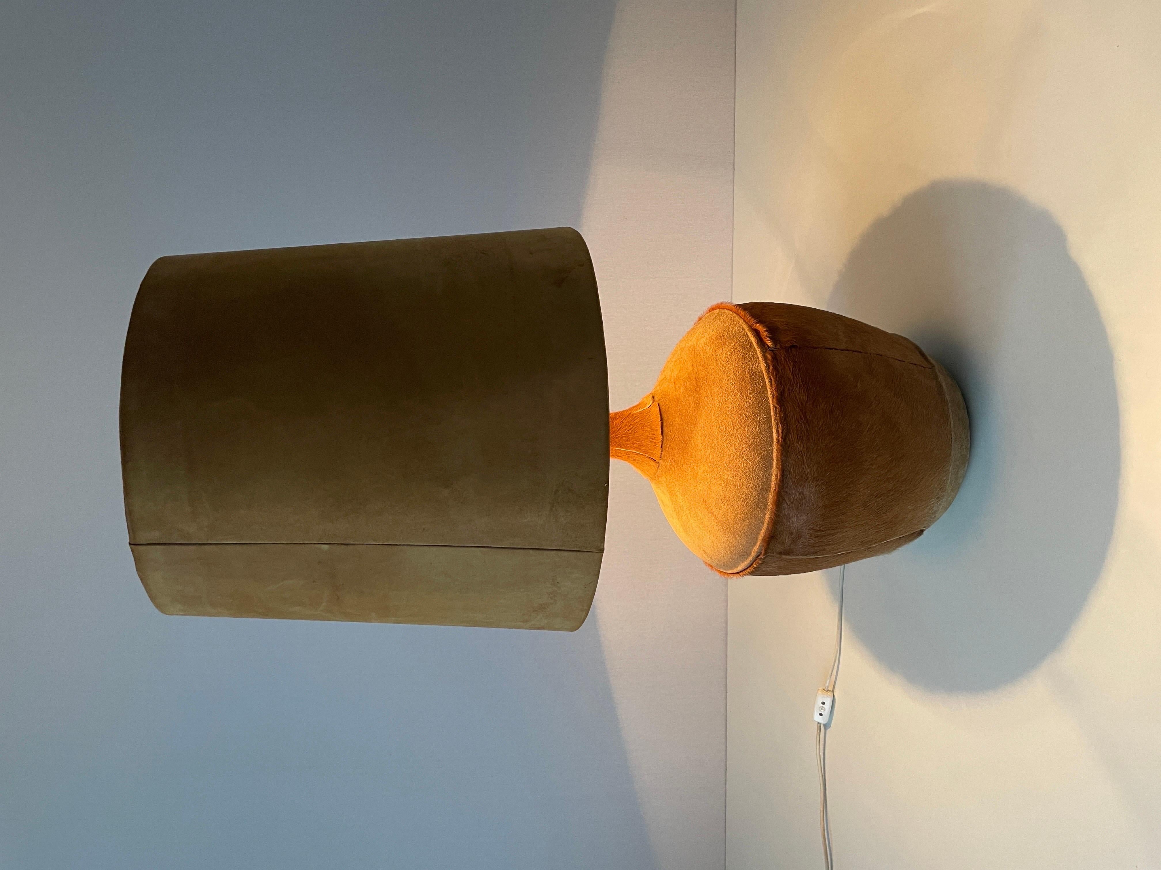 Tan Suede Leather and Glass Shade Floor or Table Lamp, 1960s, Denmark For Sale 6