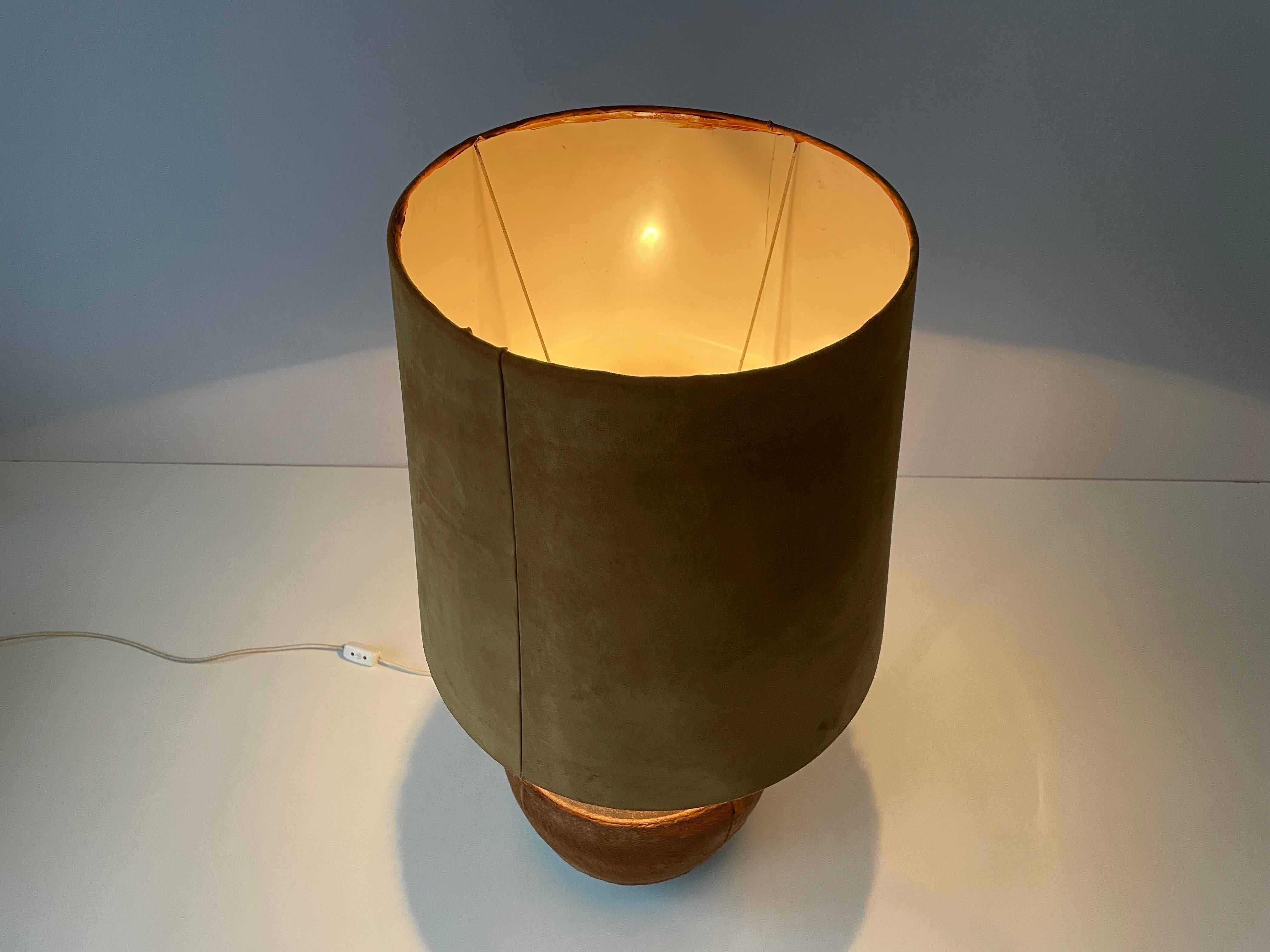 Tan Suede Leather and Glass Shade Floor or Table Lamp, 1960s, Denmark For Sale 8