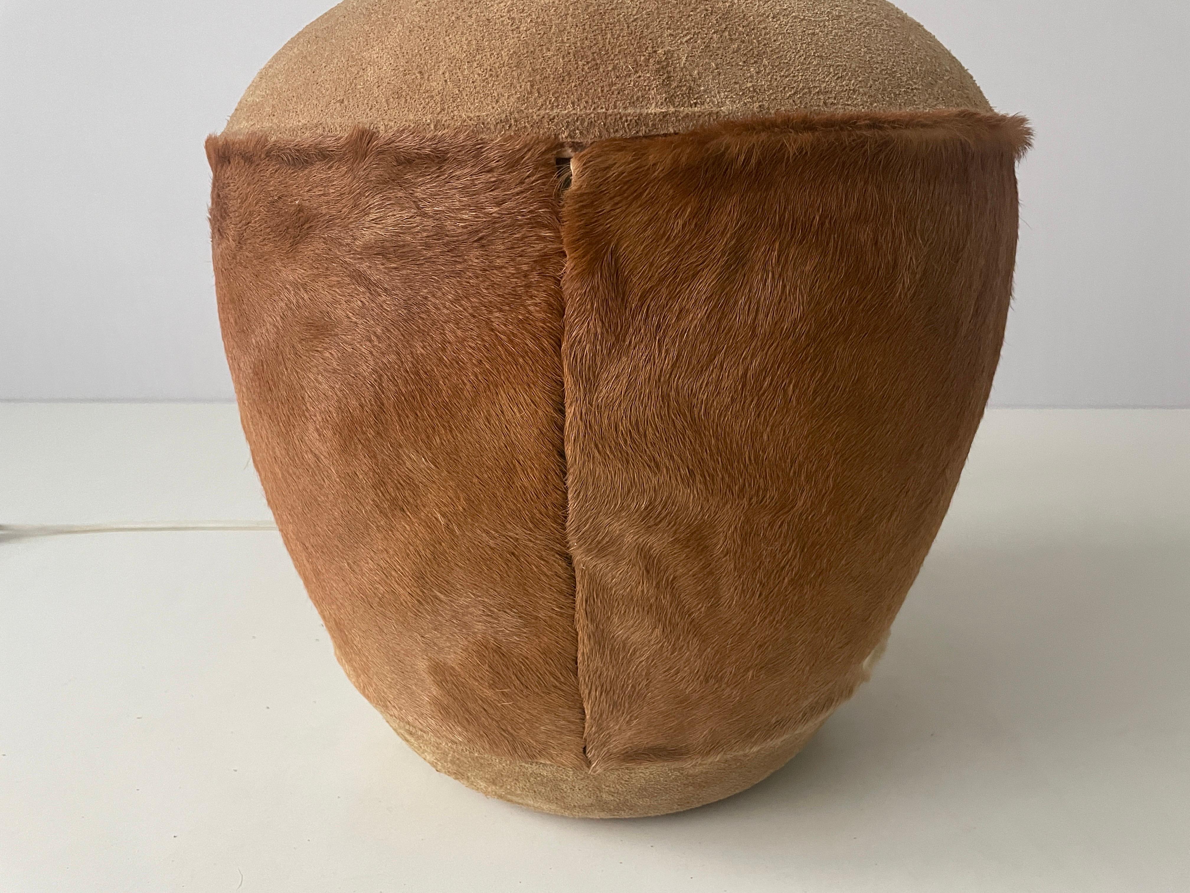 Tan Suede Leather and Glass Shade Floor or Table Lamp, 1960s, Denmark In Good Condition For Sale In Hagenbach, DE
