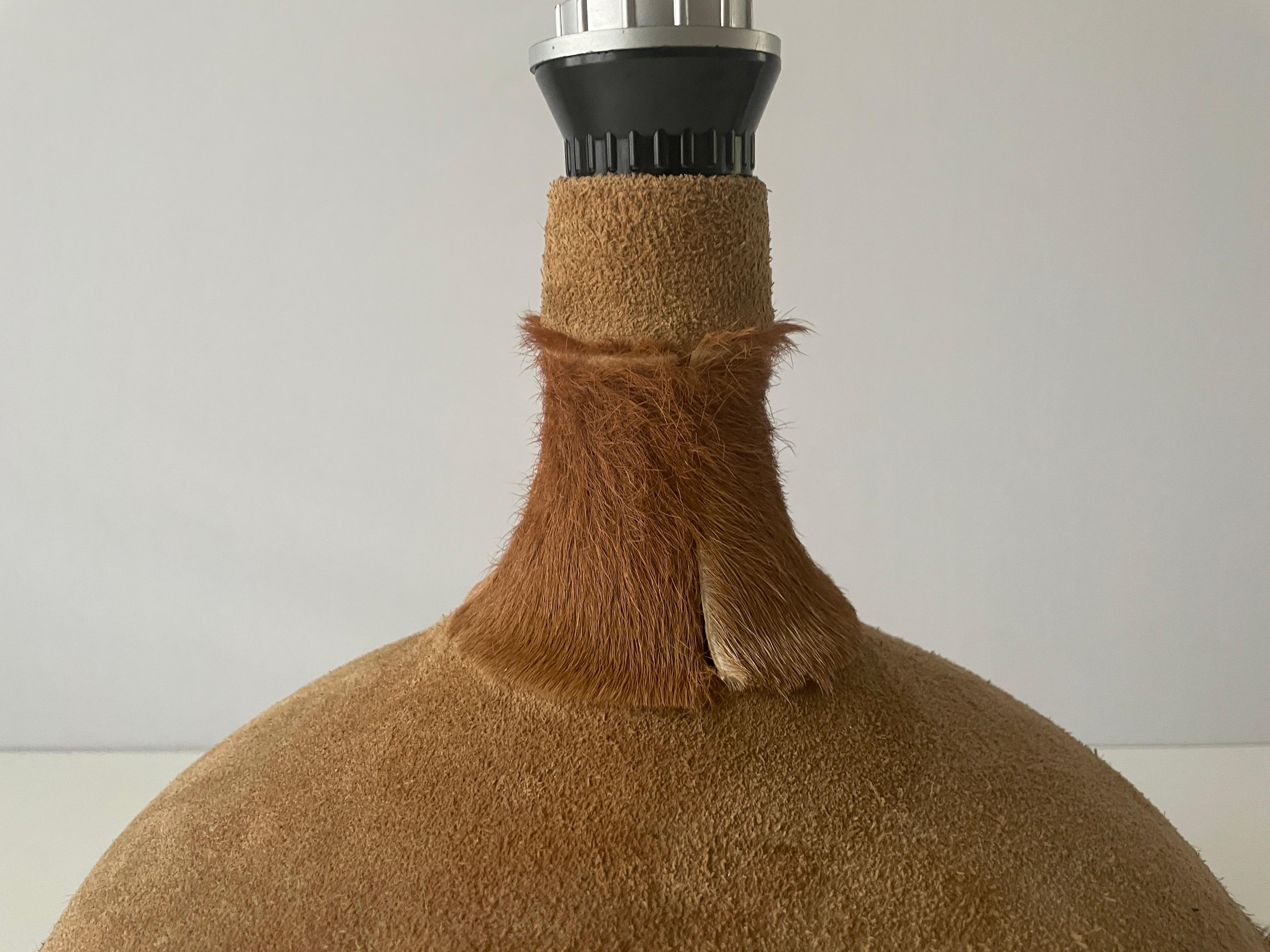 Tan Suede Leather and Glass Shade Floor or Table Lamp, 1960s, Denmark For Sale 1
