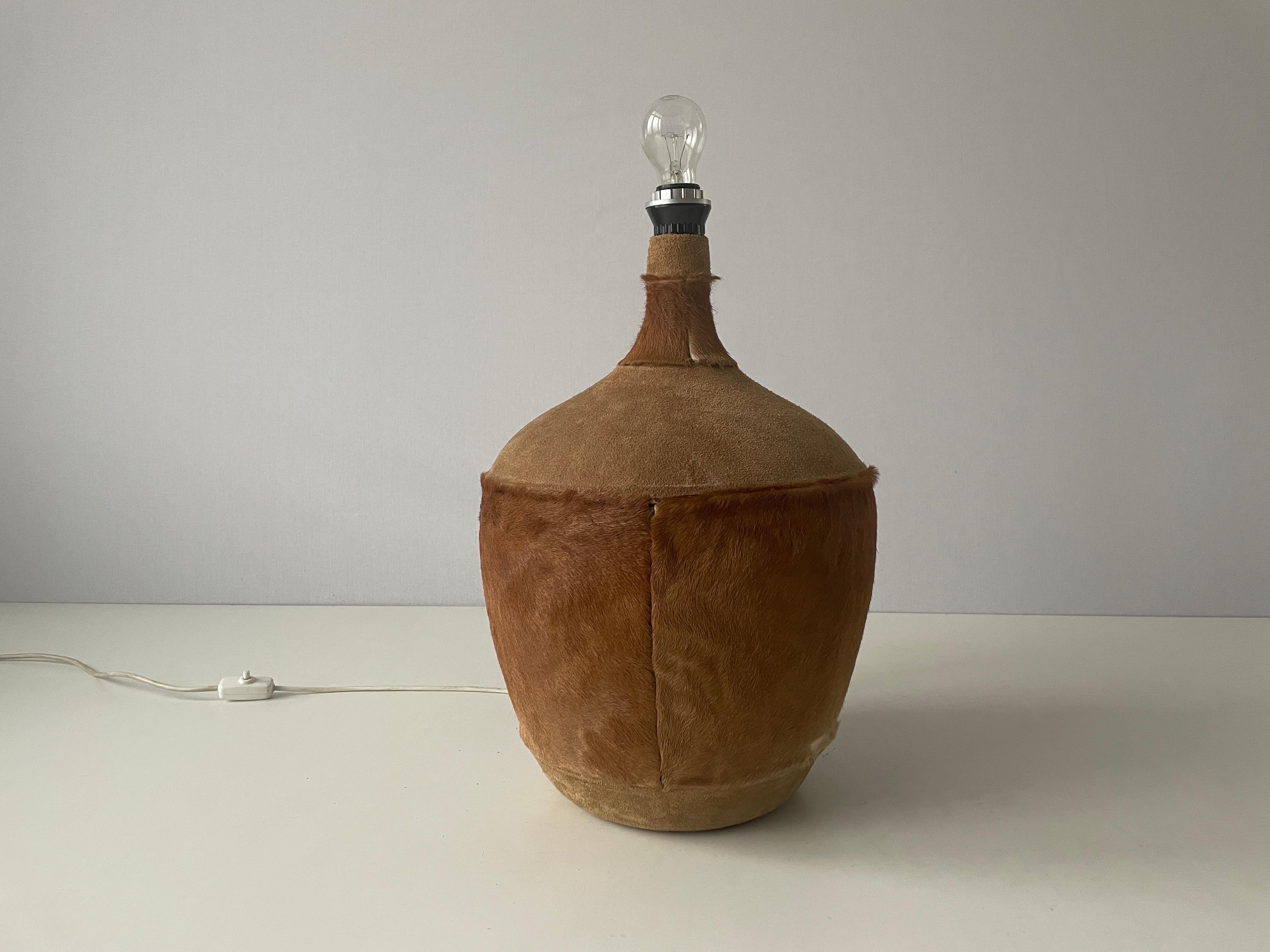 Tan Suede Leather and Glass Shade Floor or Table Lamp, 1960s, Denmark For Sale 2