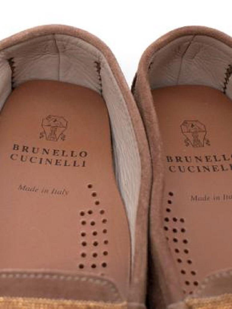  Brunello Cucinelli Tan Suede Monili Embellished Driving Loafers - 38 For Sale 2