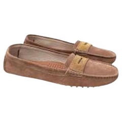  Brunello Cucinelli Tan Suede Monili Embellished Driving Loafers - 38