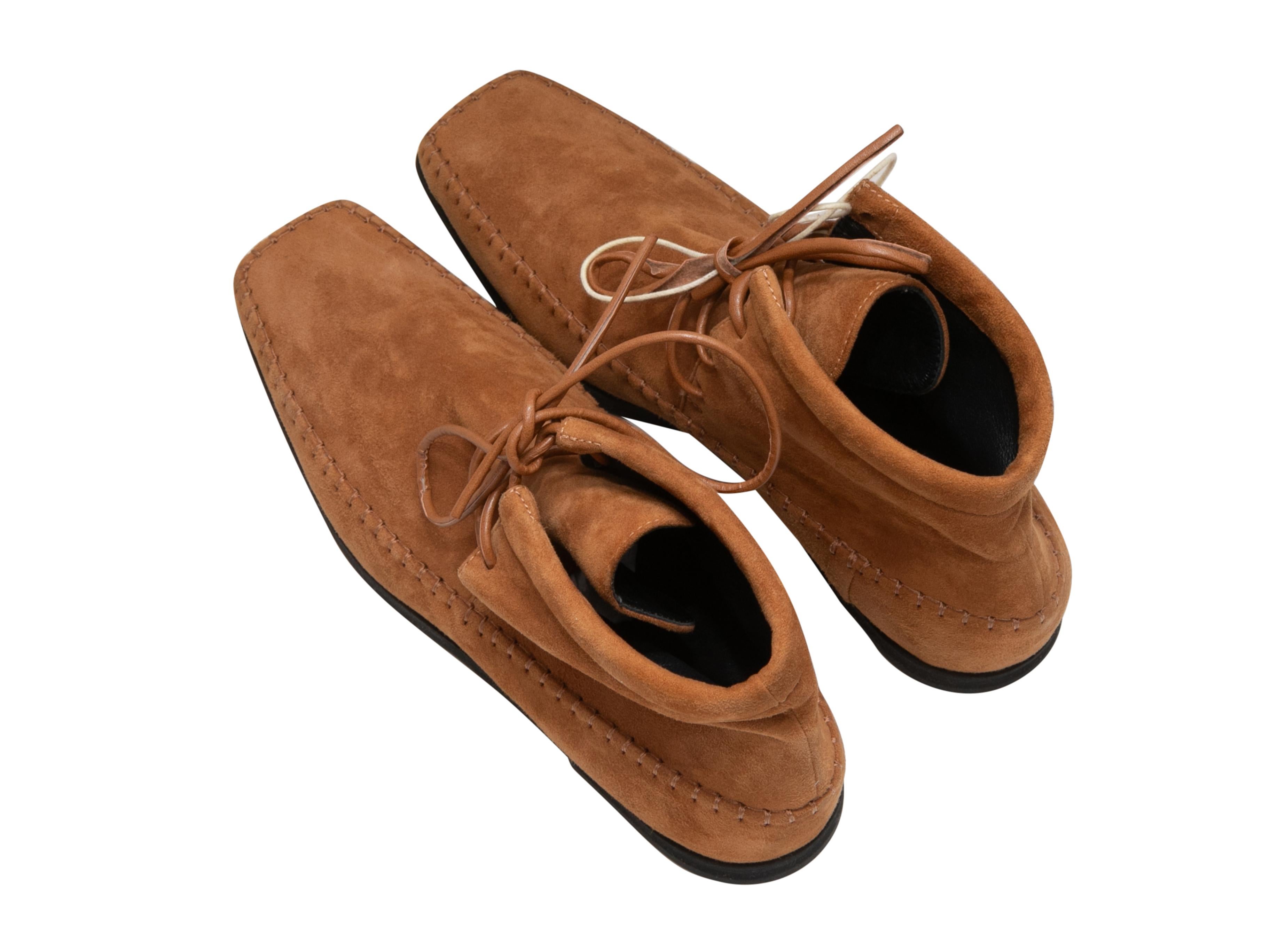 Brown Tan Toteme High-Top Square-Toe Moccasin Boots Size 40