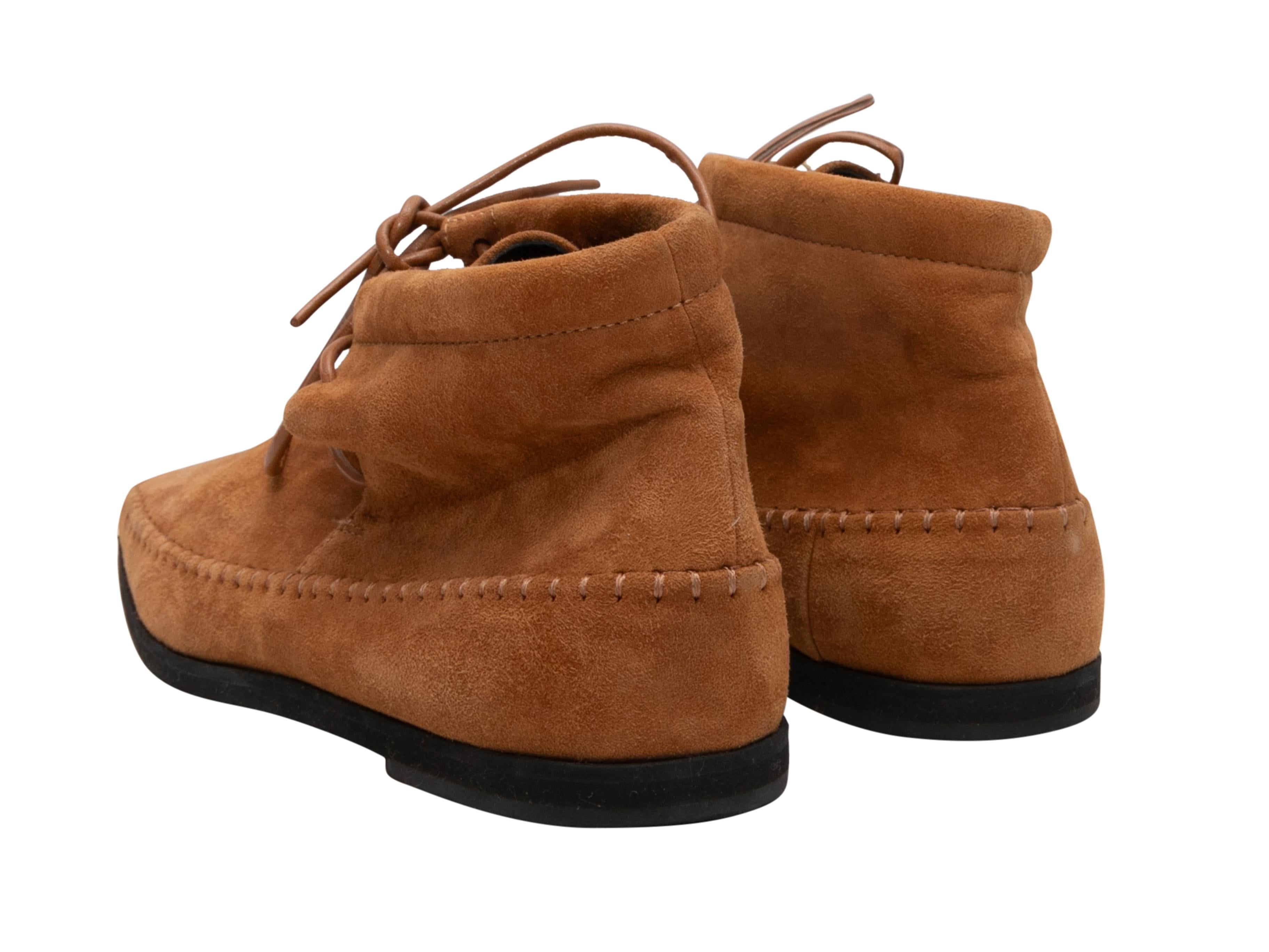Tan Toteme High-Top Square-Toe Moccasin Boots Size 40 In Good Condition In New York, NY