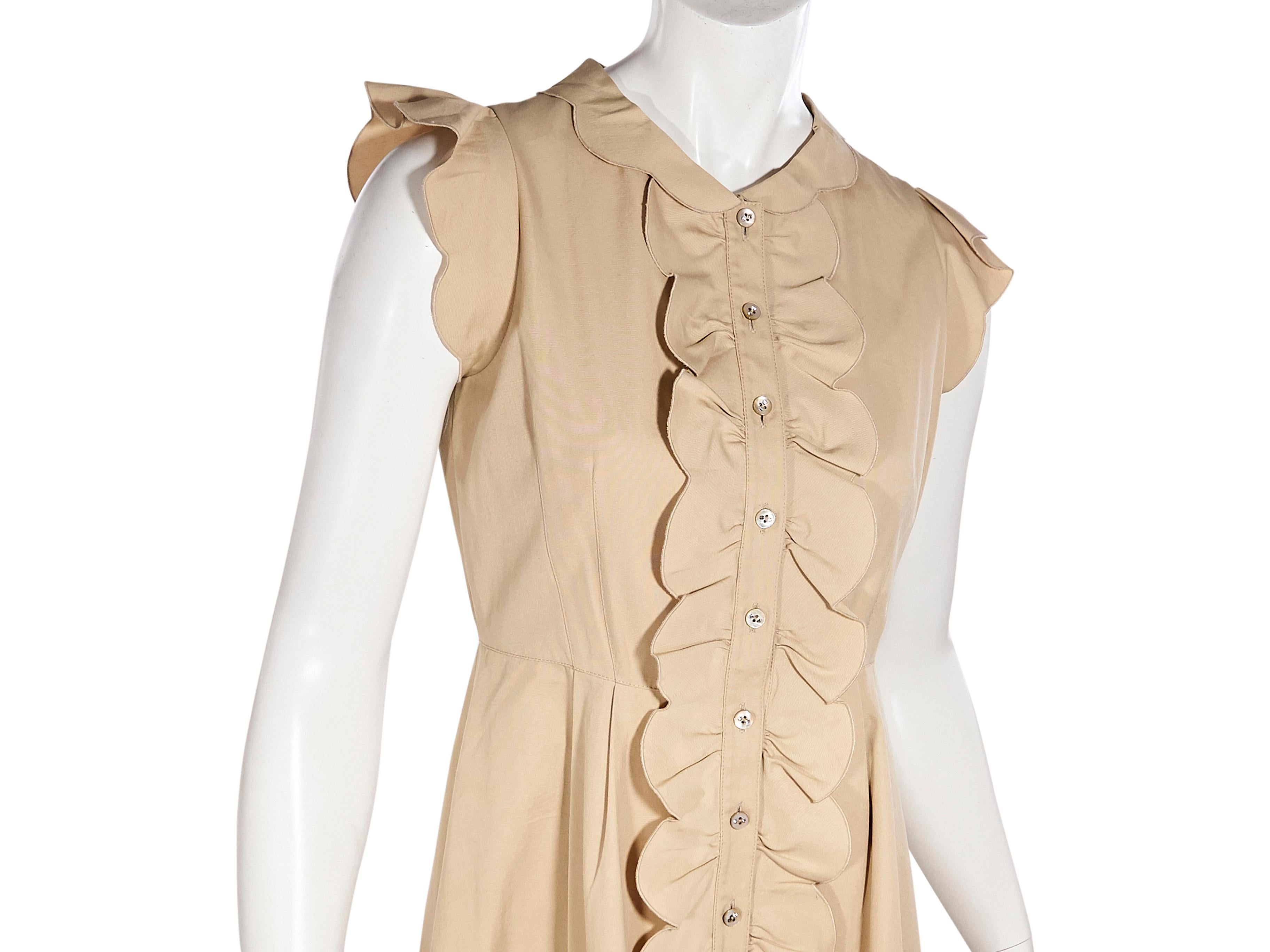 Valentino Tan Cotton Ruffled Dress In Good Condition In New York, NY