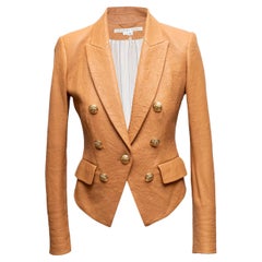 Tan Veronica Beard Lamb Leather Blazer Size US 0