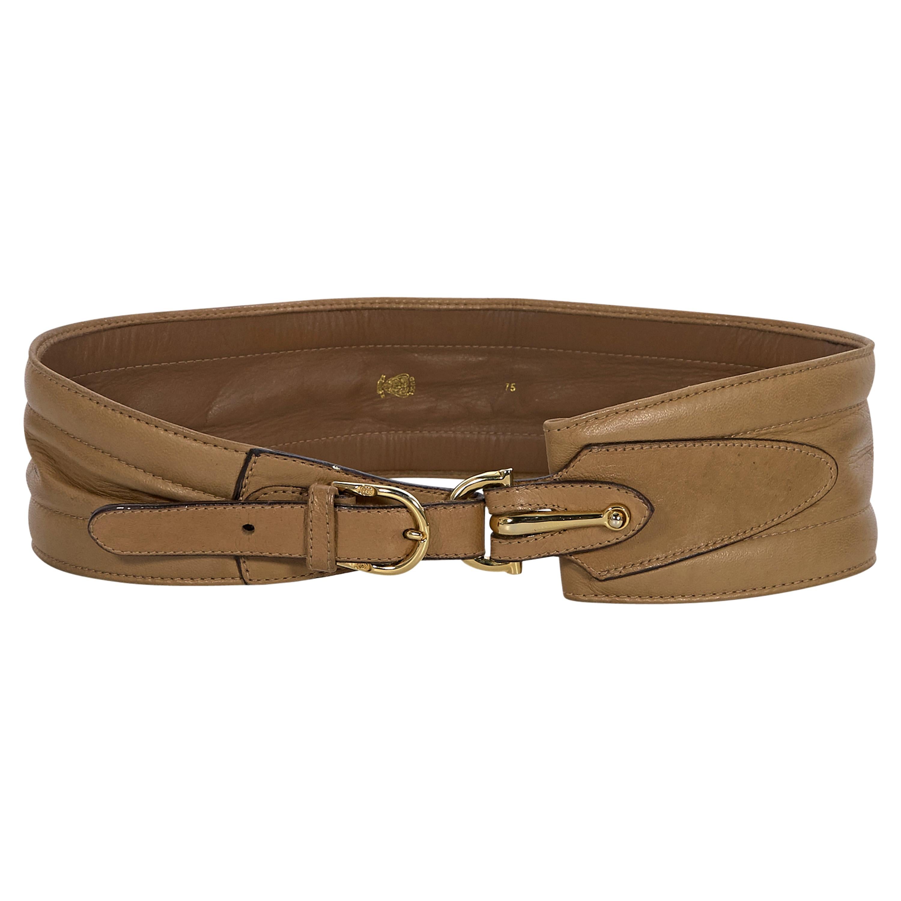 Gucci Tan Leather Wide Belt