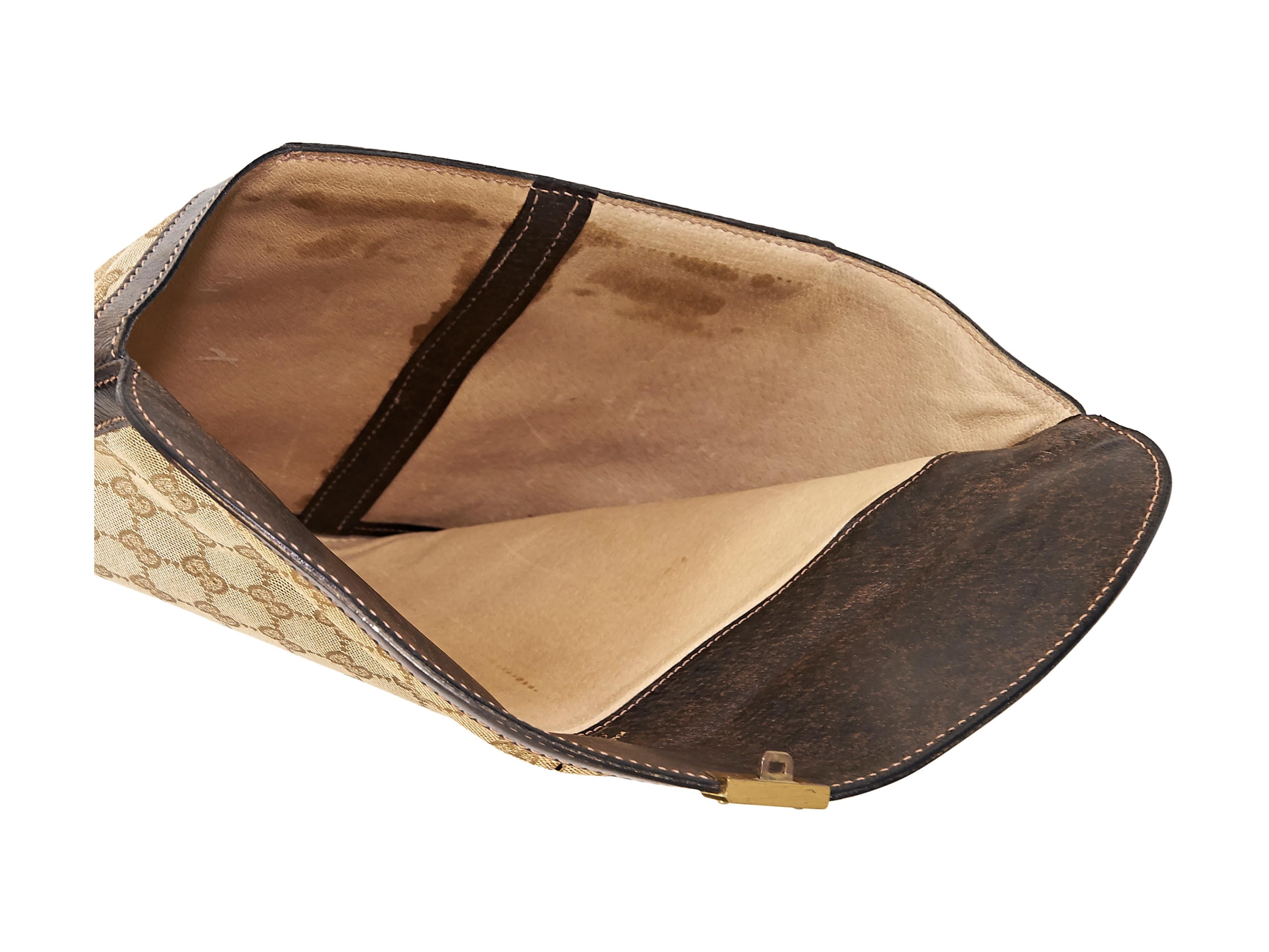 Brown Tan Vintage Gucci Logo Portfolio Pouch