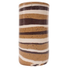 Tan + White Horizontal Striped Small Nerikomi Bud Vase by Fizzy Ceramics