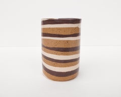 Tan + White Striped Small Nerikomi Bud Vase by Fizzy Ceramics