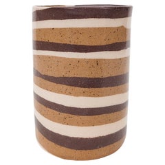 Tan + White Striped Small Nerikomi Bud Vase by Fizzy Ceramics