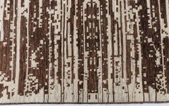 Tan With Beige Pixelated Motif Abstract-Design Rug "Anatolia"