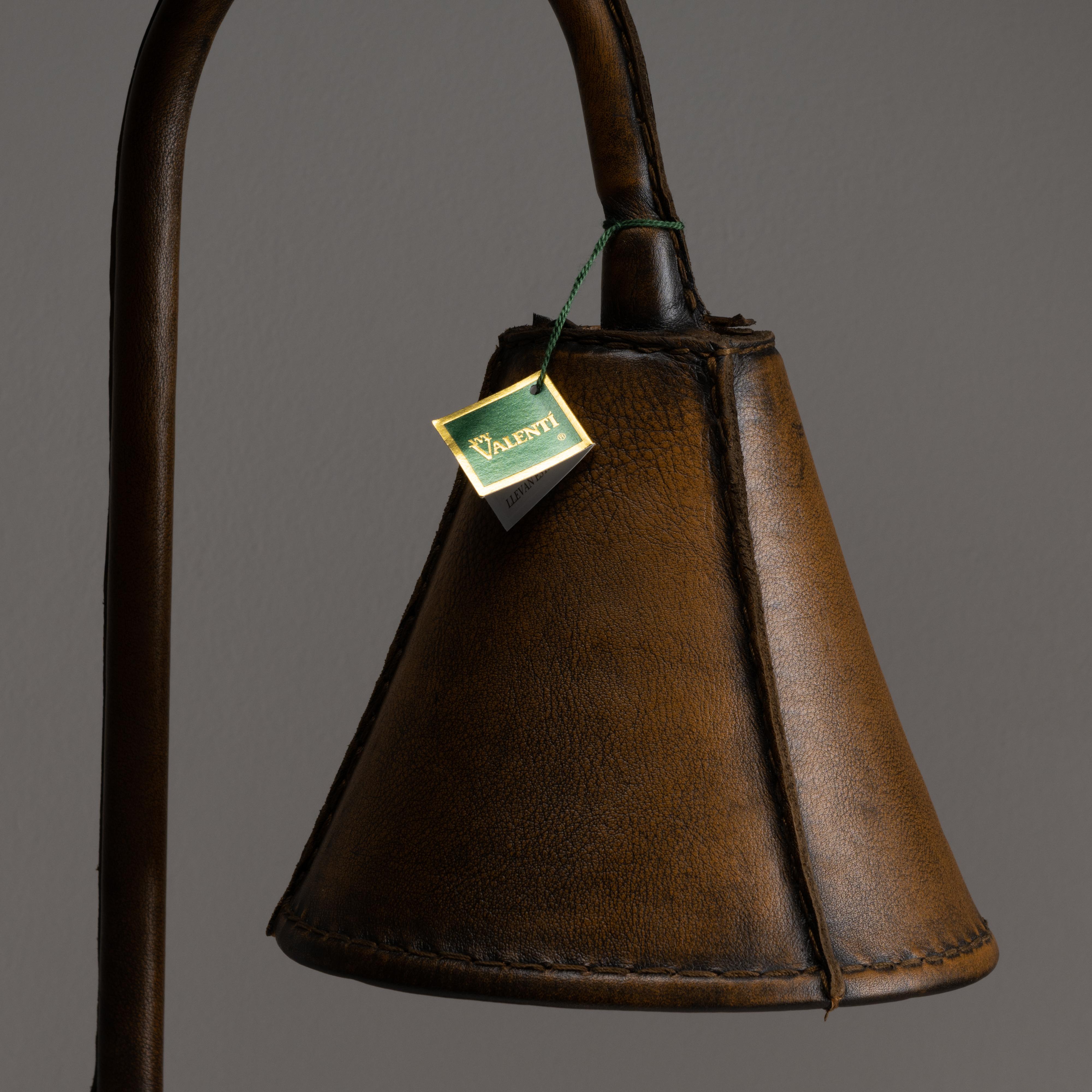 Late 20th Century Tan Leather Table Lamps by Valenti
