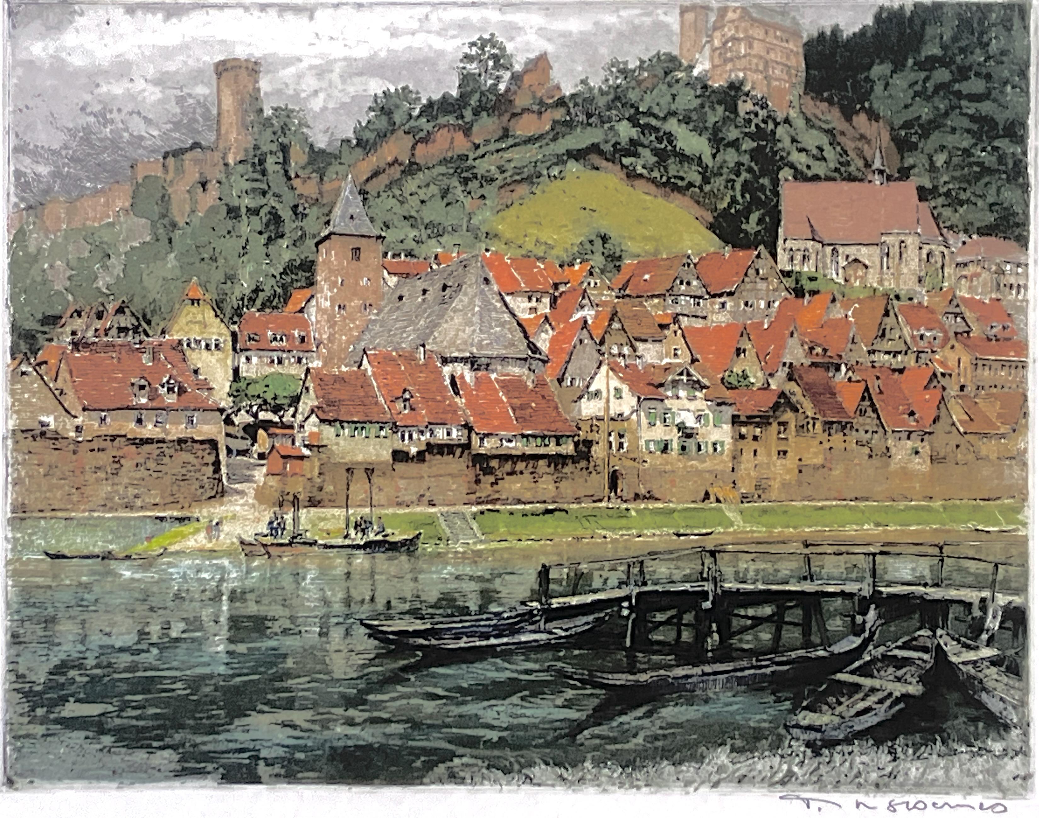 Hirschhorn, Germany - Realist Print by Tana Kasimir Hoernes