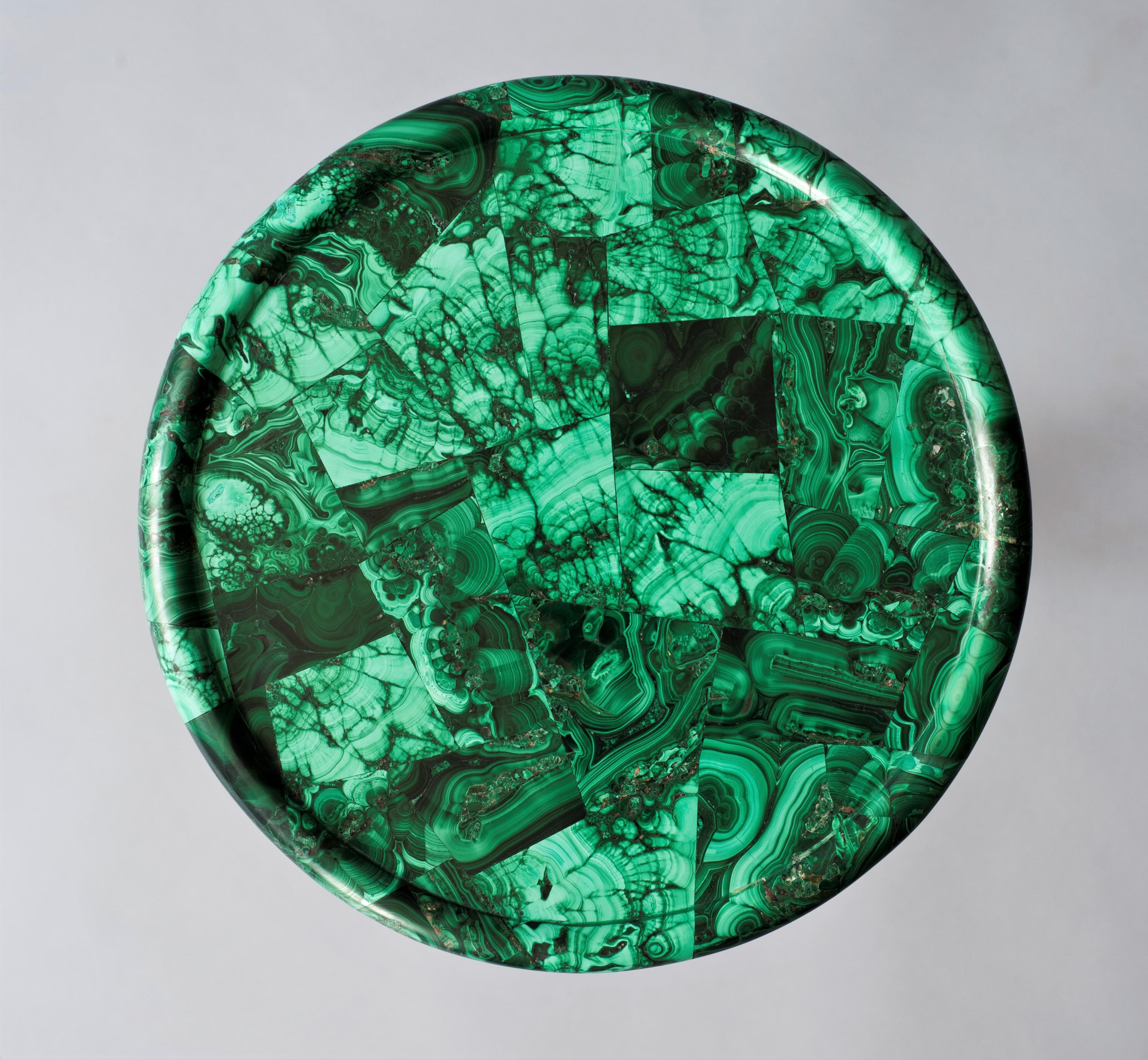 Modern Tana Side Table by DeMuro Das in Malachite