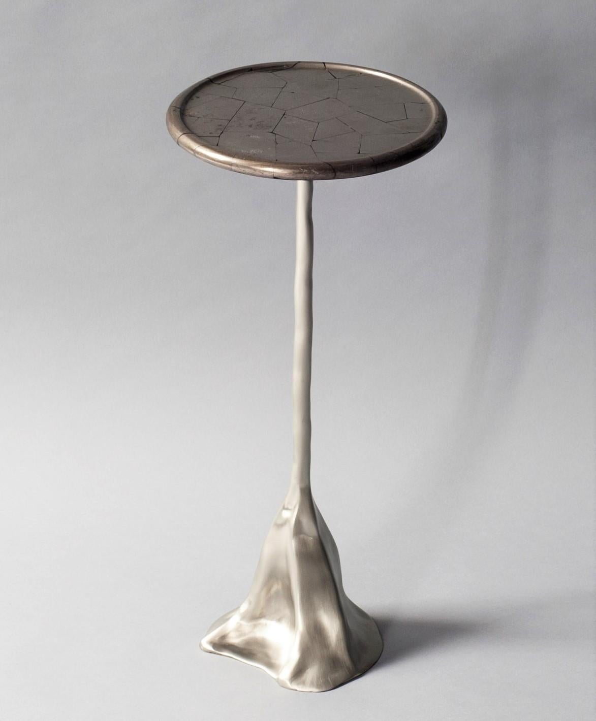 Cast Tana Side Table by DeMuro Das in Silver Pyrite For Sale