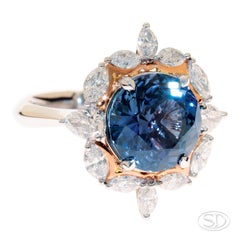 Tana, Tanzanite & Diamond Cluster White and Rose Gold Dress Ring