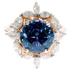 Tana, Tanzanite & Diamond Cluster White and Rose Gold Dress Ring