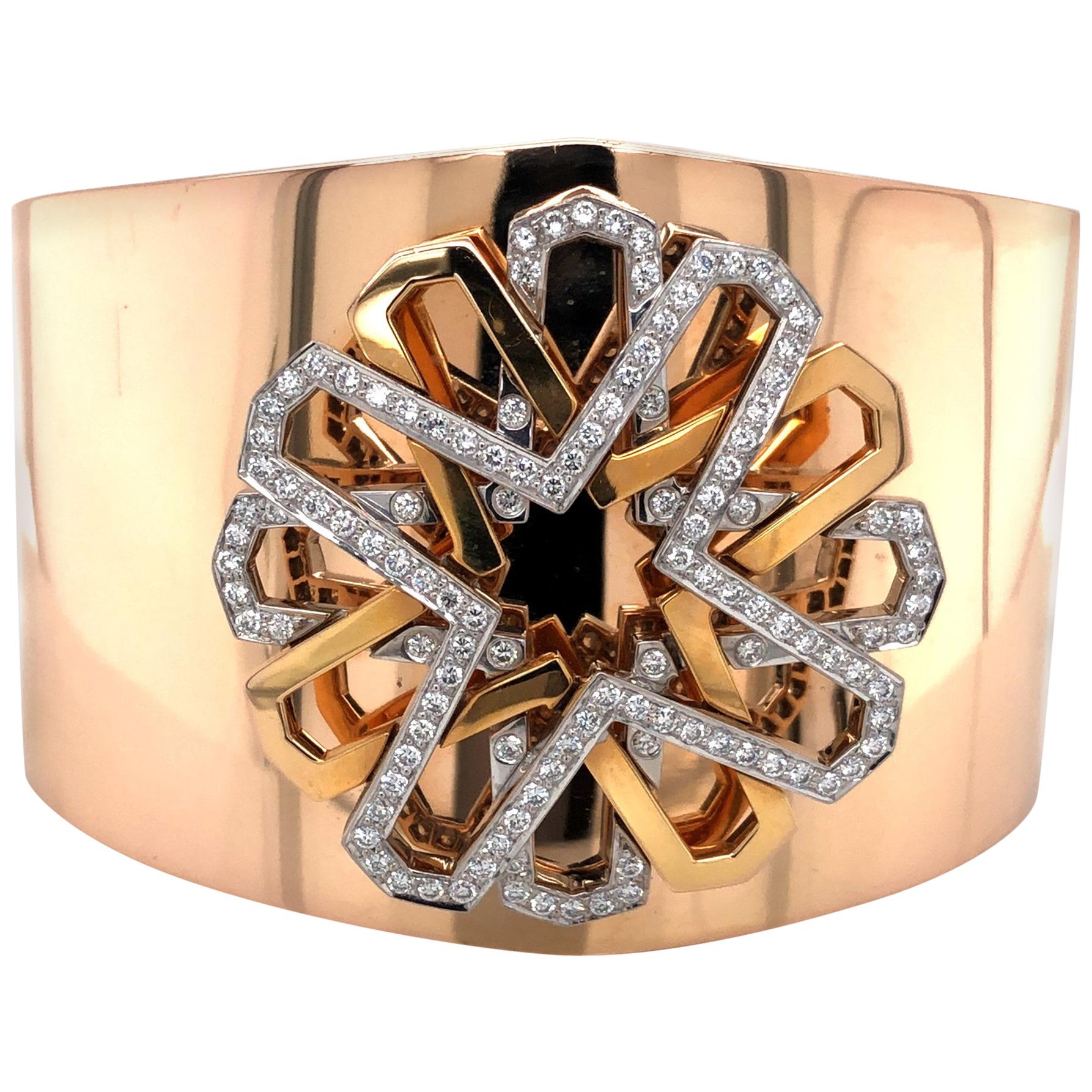 Damaso Martinez Diamond and 18 Karat Rose Gold Bracelet For Sale at