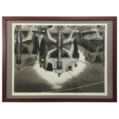 Tanaka Ryohei Large Etching "Barge Reflection"