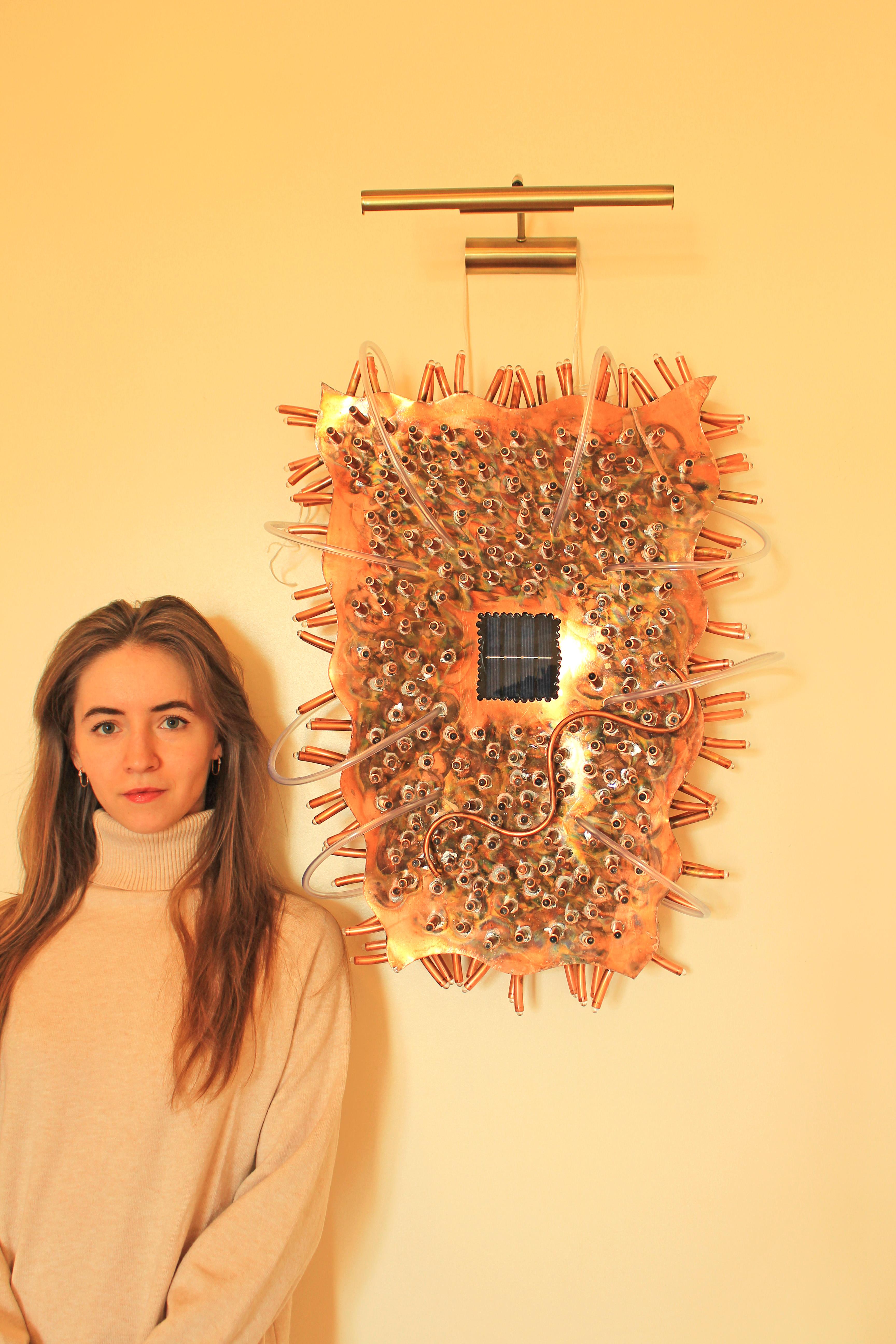 Behind the herbs. Abstract light sculpture - Brown Abstract Sculpture by Tanbelia
