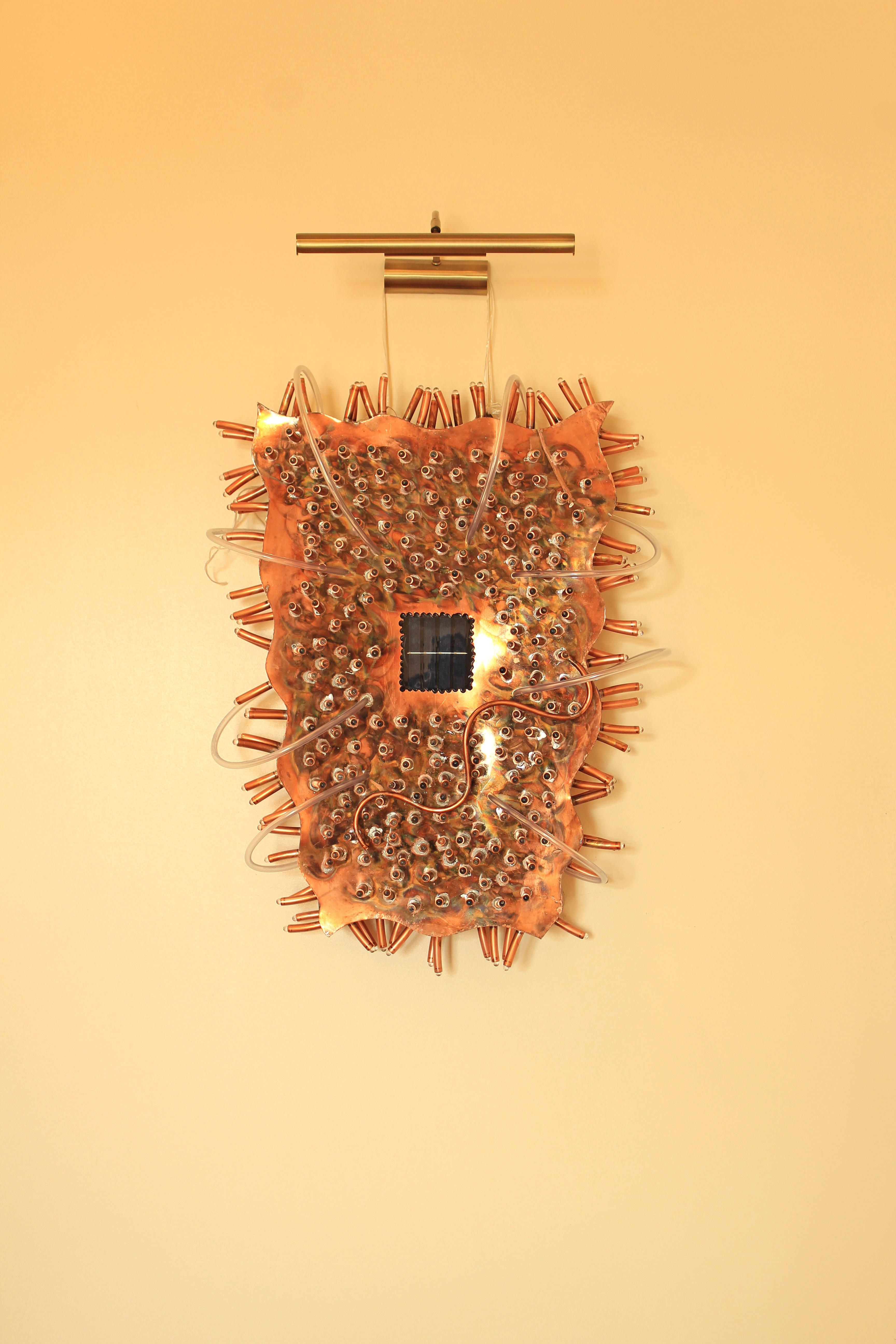 The sculpture is a part of the series - Forward to the Future. The core idea of this project is to encourage people to use infinite and environmentally friendly natural energy.  The use of electricity by burning fossils is inevitably harmful to
